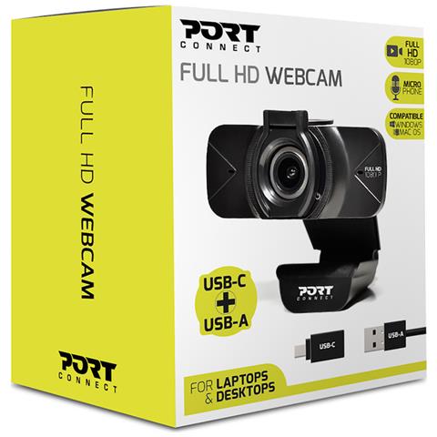 Webcam Full Hd 1080p Doppia Usb-a / Usb-c Con Microfono, Nero - Foto 9