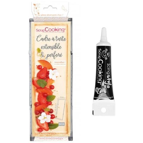 Telaio A Torta Rettangolare Espandibile In Acciaio Inox 22/42cm + Penna Per Glassa Nera - Foto 1