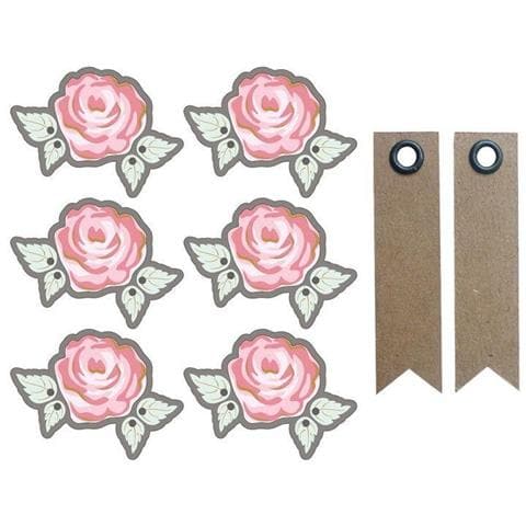 Adesivi 3d Ø 4 Cm - Rosa Su Grigio + 20 Etichette Kraft Con Gagliardetto - Foto 1