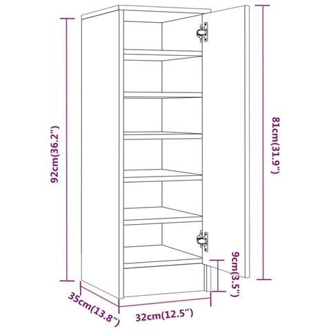 Scarpiera Rovere Marrone 32x35x92 Cm In Legno Multistrato - Foto 13