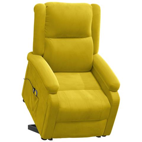 Poltrona Alzapersona Massaggiante Reclinabile Gialla In Velluto - Foto 2