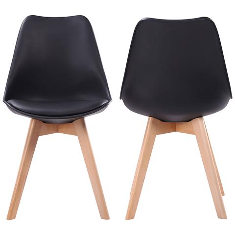 Set Di 2 Sedie Scandinave Nora Nere Con Cuscino - Foto 11