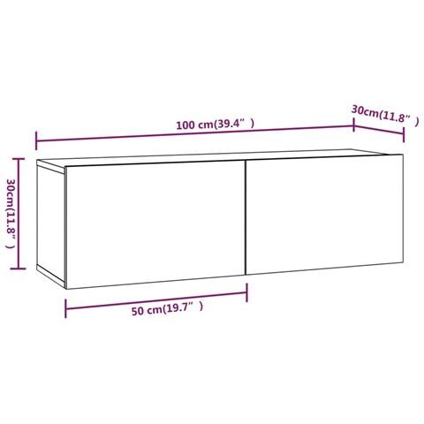 Mobili Tv Da Parete 2 Pz Neri 100x30x30 Cm Legno Multistrato - Foto 12