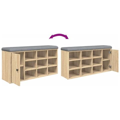 Panca Porta Scarpe Rovere Sonoma 102x32x50 Cm Legno Multistrato - Foto 9
