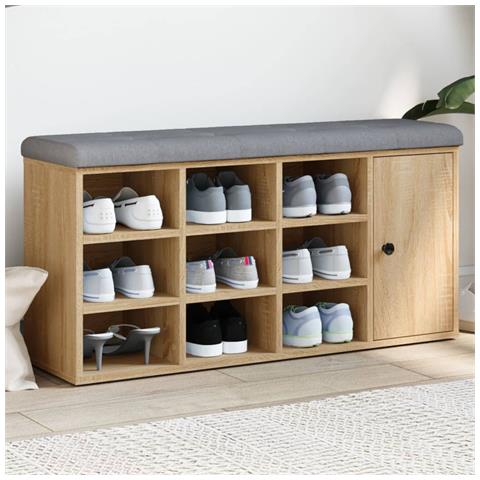 Panca Porta Scarpe Rovere Sonoma 102x32x50 Cm Legno Multistrato - Foto 1