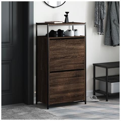 Scarpiera Rovere Marrone 60x34x112 Cm In Legno Multistrato - Foto 3