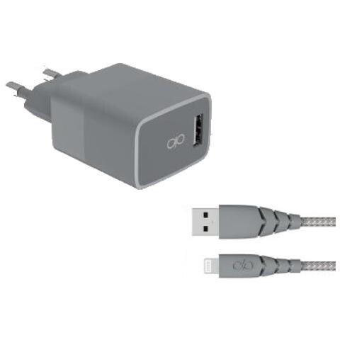 Caricatore Cavo Usb A/lightning Ultra Rinforzato Fastcharge Da 2,4 A, Grigio - Foto 1