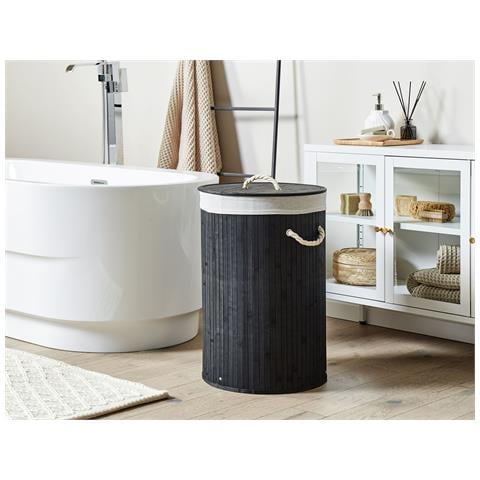 Cestino Sannar Legno Di Bambù Nero 75 L - Foto 1