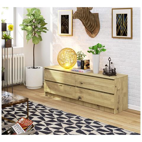 Cassettiera K160, 4 cassetti, 160x40x55 cm, Colore Quercia Artisan - Foto 4