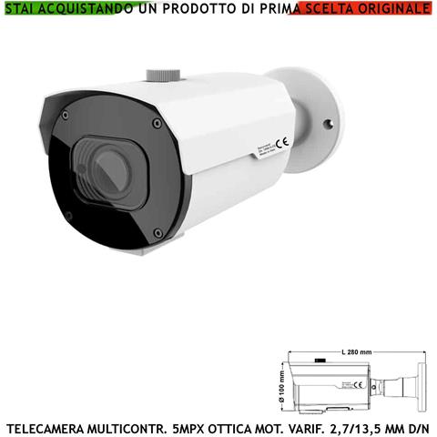 Telecamera Esterna 5mpx Multicontrollo Ottica Varifocale 2,7~13,5 Mm Day/night Illuminatore Notturno 40 Mt Auto Shutte - Foto 1