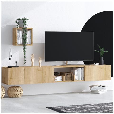 Mobile Tv Con Contenitori In Finto Rovere Chiaro Bergen - Foto 1