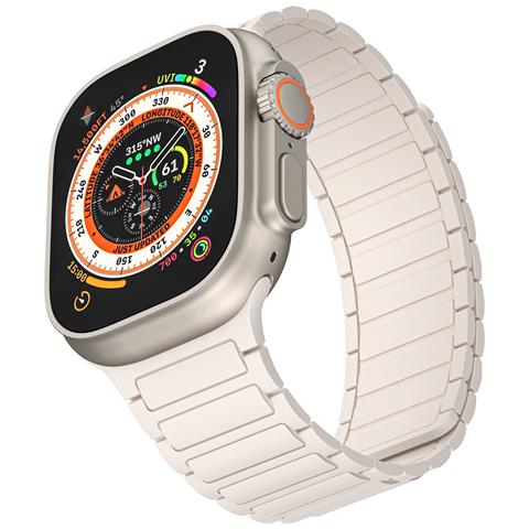 Cinturino Magnetico In Silicone Per Apple Watch 1/2/3/4/5/6/7/8/9, Apple Watch Se White 38/40/41mm - Foto 2