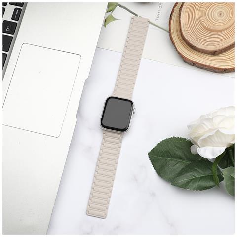 Cinturino Magnetico In Silicone Per Apple Watch 1/2/3/4/5/6/7/8/9, Apple Watch Se White 38/40/41mm - Foto 7