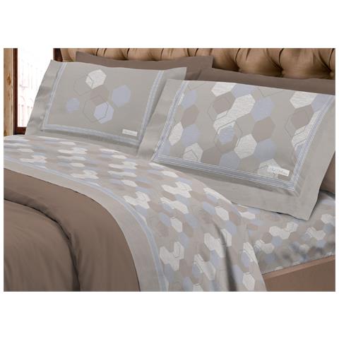 Completo Lenzuola Letto Calda Flanella 100% Cotone Disegno Bologna Matrimoniale Beige - Foto 1