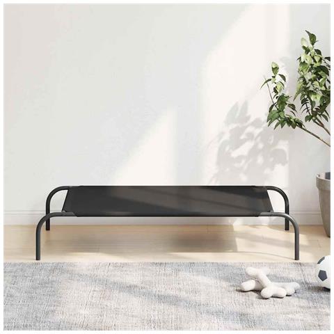 Cuccia per Cani Rialzata Nera 110x65x20cm Tela Oxford e Acciaio - Foto 1