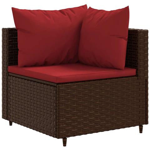 Set Divani Da Giardino 7 Pz Con Cuscini In Polyrattan Marrone - Foto 3