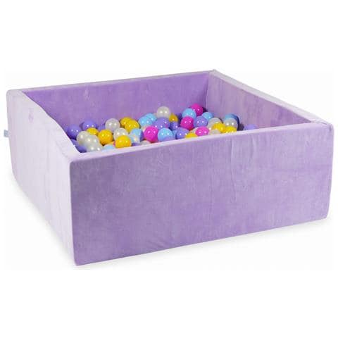 Ballenbak 110x110x40 Fluweel Zacht Paars Met Ballen 600 St. (roze, Geme Leerd, Geel, Babyblauw, Zeemeermineffect) - Foto 1