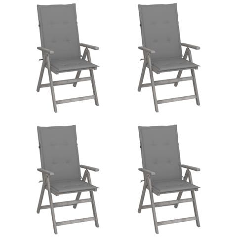 Sedie Da Giardino Reclinabili 4 Pz Con Cuscini Massello Acacia - Foto 2