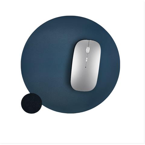 Tappetino Per Mouse Rotondo In Vera Pelle Per Un Uso Fluido Blue - Foto 1