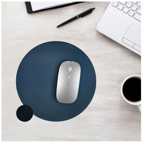 Tappetino Per Mouse Rotondo In Vera Pelle Per Un Uso Fluido Blue - Foto 2