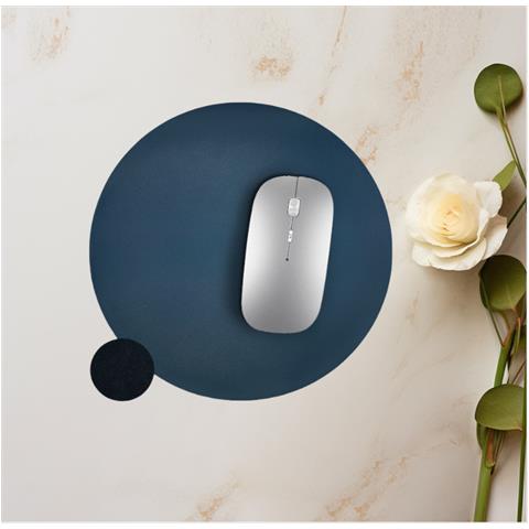 Tappetino Per Mouse Rotondo In Vera Pelle Per Un Uso Fluido Blue - Foto 6