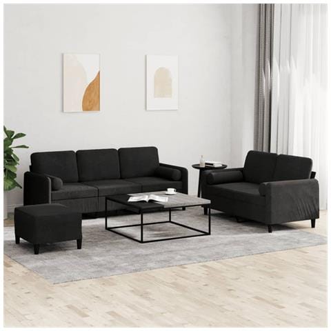 Set di Divani 3 pz con Cuscini Nero in Velluto - Foto 2