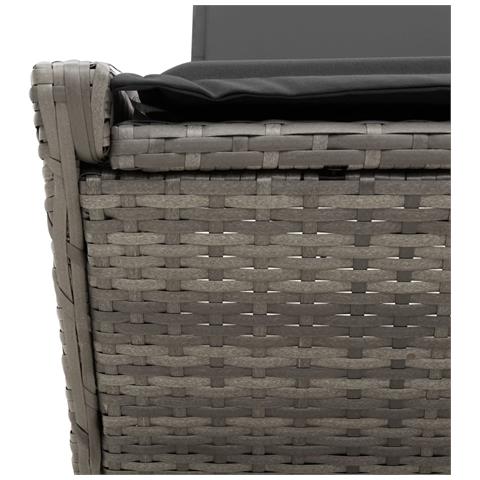 Lettino Prendisole Doppio con Cuscini Grigio in Polyrattan - Foto 9