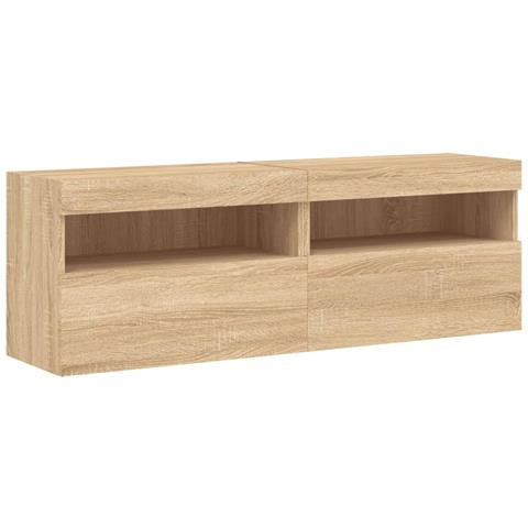 Set Mobili TV a Muro 8 pz con Luci LED Rovere Sonoma - Foto 9