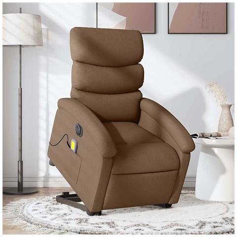 Poltrona Alzapersona Massaggiante Elettrica Marrone Tessuto - Foto 2