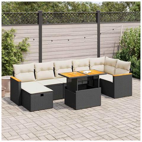 Set Divani da Giardino 5 pz con Cuscini in Polyrattan Nero - Foto 2