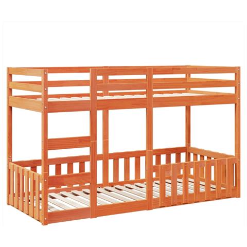 Letto a Castello Marrone Cera 80x200 cm in Legno di Pino - Foto 1