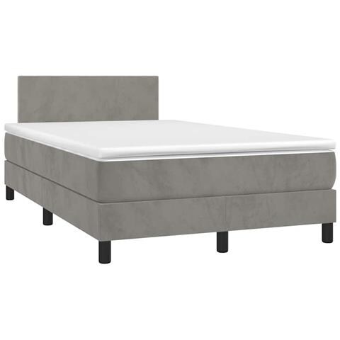 Letto a Molle Materasso e LED Grigio Chiaro 120x190 cm Velluto - Foto 2