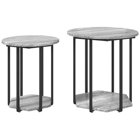 Tavolino 2 pezzi Grigio Sonoma in Legno Ingegnerizzato e Metallo - Foto 1