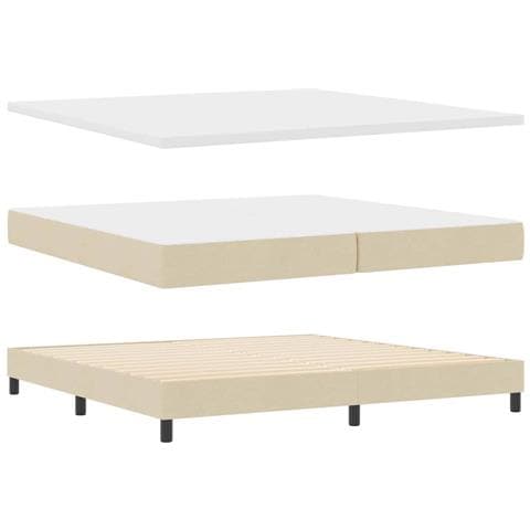 Letto box spring con materasso Crema 200 x 200 cm Tessuto - Foto 1