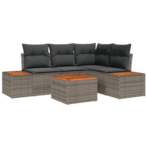 Set Divano da Giardino 5 pcs Grigio 209 x 154 x 85 cm - Foto 1