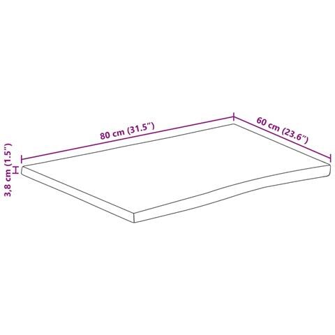 Piano per Tavolo 80x60x3,8cm Bordi Vivi in Legno Massello Mango - Foto 9