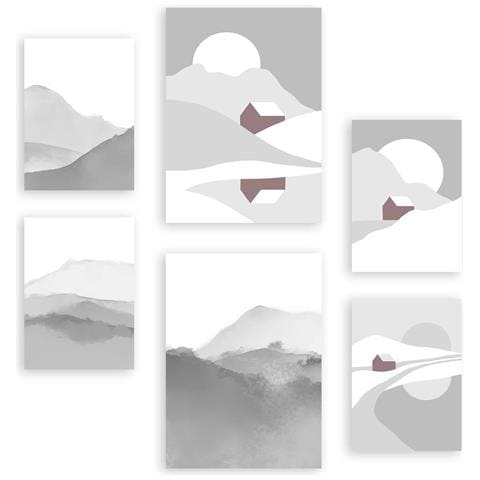 Set Di 6 Stampe Toni Naturali In Sfondi Astratti Dipinti Decorativi Estetici Per Il Tuo Soggiorno, Camera Da Letto, Casa A3 & A4 Senza Cornice - Foto 1