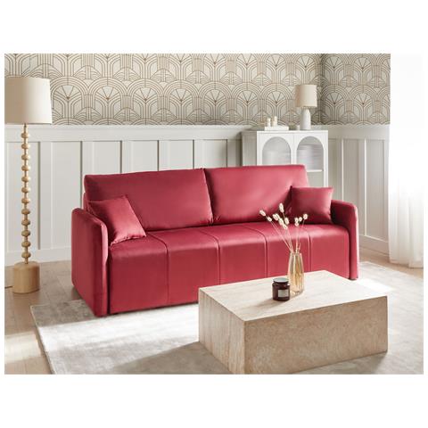 Divano Letto 3 Posti Egge Velluto Bordeaux - Foto 1