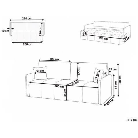 Divano Letto 3 Posti Egge Velluto Bordeaux - Foto 6