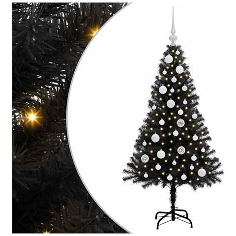 Albero di Natale con 150 LED con supporto Nero 120 cm PVC - Foto 1