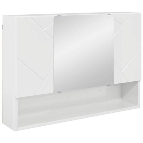 Mobiletto per specchio da bagno Bianco lucido 80 x 17 x 55 cm - Foto 1