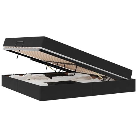 Letto con contenitore e materasso Nero 200 x 200 cm Velluto - Foto 1