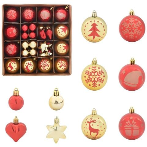 Set di Palle di Natale 40 pcs Oro e Rosso Plastica - Foto 1