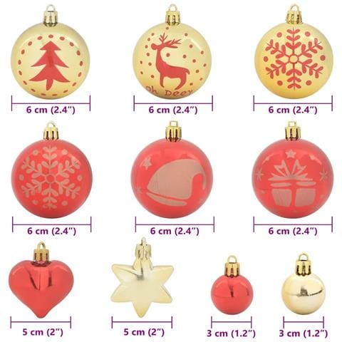 Set di Palle di Natale 40 pcs Oro e Rosso Plastica - Foto 7
