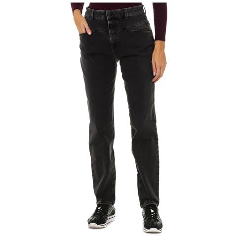 Pantaloni Lunghi In Denim Stretch Da Donna 6y5j14-5d26z - Foto 1