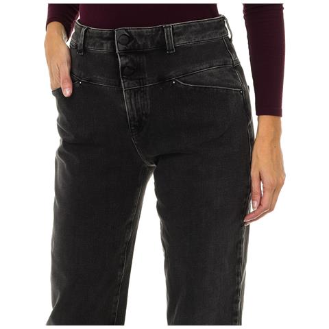 Pantaloni Lunghi In Denim Stretch Da Donna 6y5j14-5d26z - Foto 3