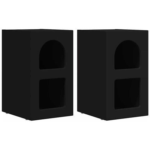 Comodino 2 pcs Nero 29,5 x 33,5 x 50 cm Legno multistrato - Foto 1
