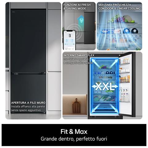 LG GBBS525CPY Frigorifero combinato Fit & Max 60cm, Classe C, 375L, AI Inverter, Prime Silver, 375 L, T, 10 kg/24h, C, Compartimento zona fresca, Argento - Foto 14