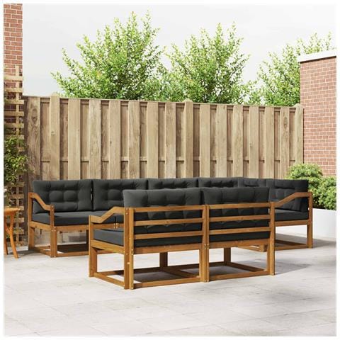 Set di divani da esterno con cuscino 7 pcs Naturale e Antracite - Foto 2