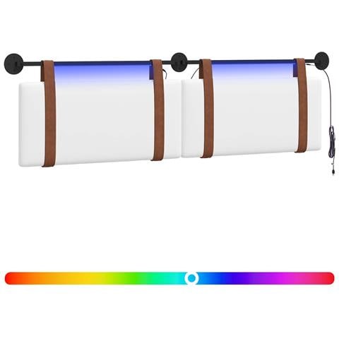 Testiera sospesa Con luce LED Bianco PU Antico - Foto 1